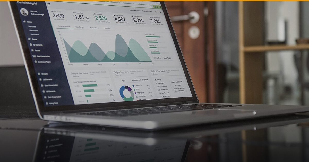 Laptop showing an analytics dashboard